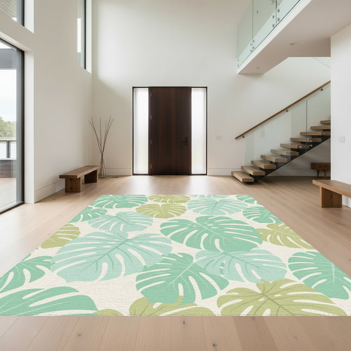 Tropical Monstera Leaf Pastel Blend Rug