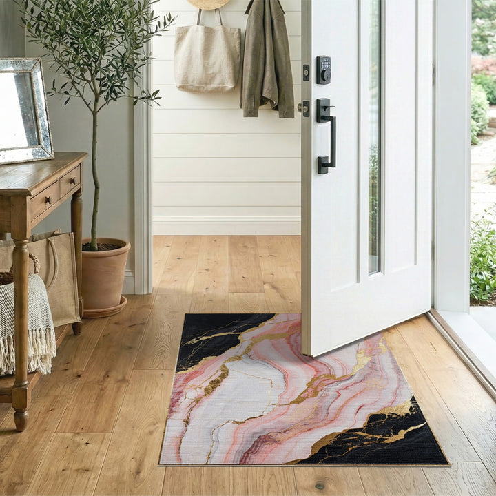 Marble Pink Marble Gold Abstract Area Rug