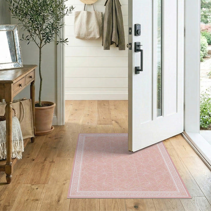 Pink Geometric Modern Blush Pink Geometric Area Rug