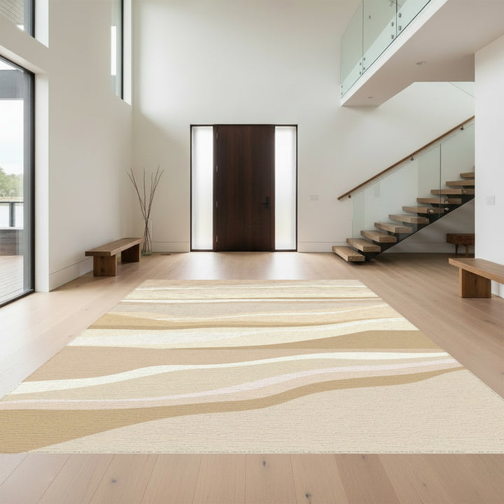 Earthy Tones Layered Abstract Waves Rug