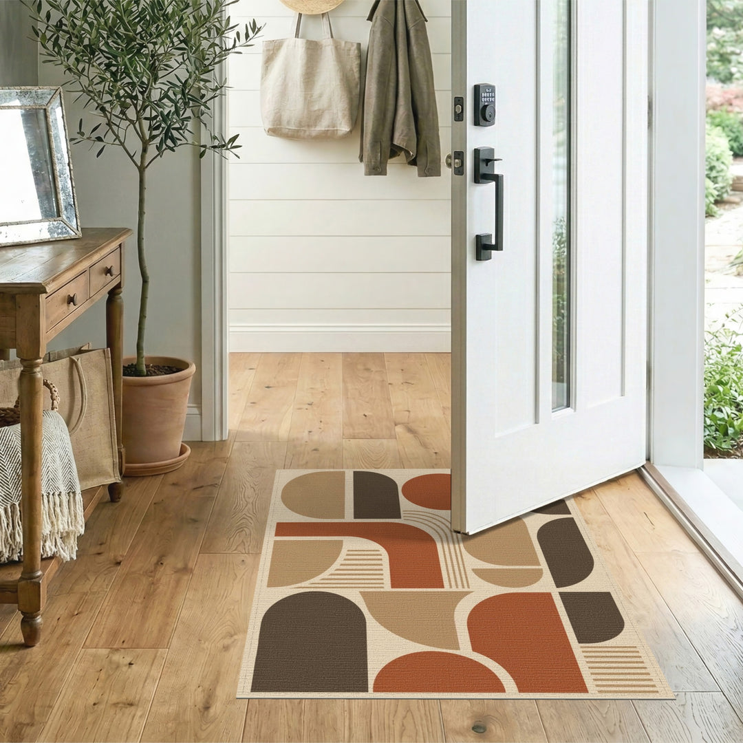 Brown and Tan Brown Tan Geometric Area Rug
