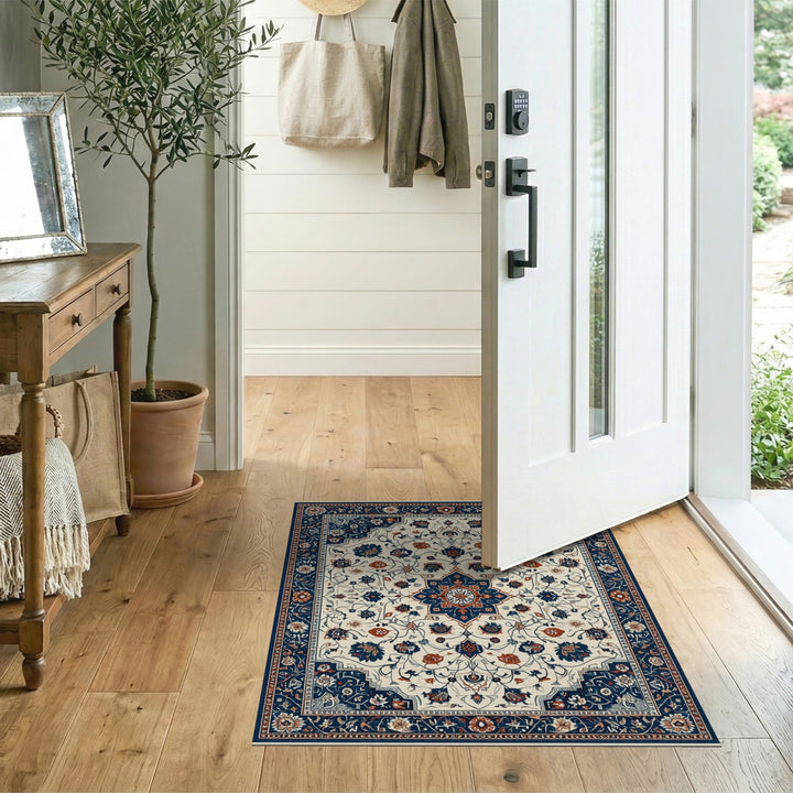 Medallion Blue Persian Floral Medallion Area Rug