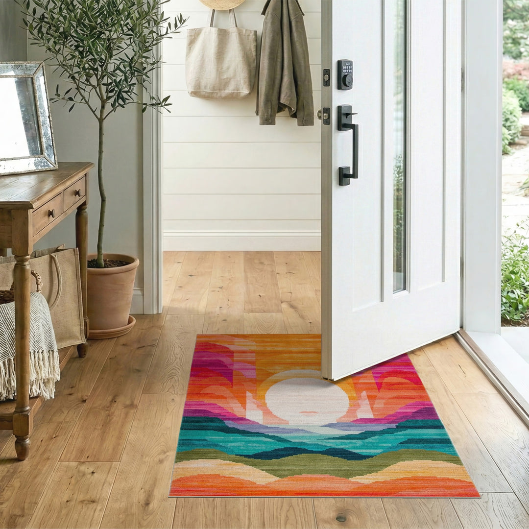 Vibrant Sunset Abstract Area Rug