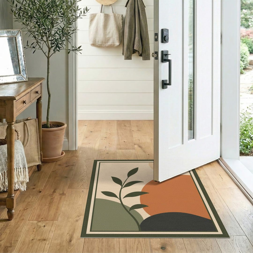Minimalist Botanical Abstract Area Rug