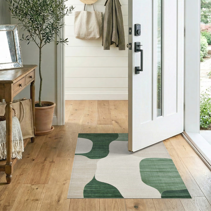 Green Organic Abstract Area Rug