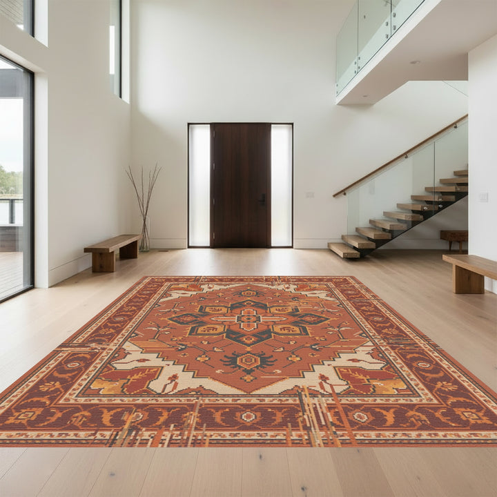 Rustic Tones Medallion Pixel Art Rug