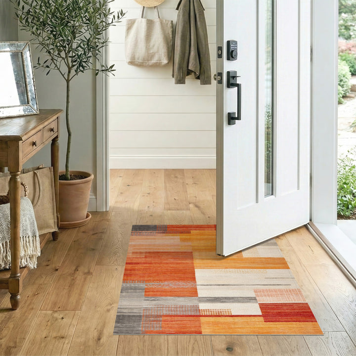 Abstract Area Orange Abstract Geometric Area Rug