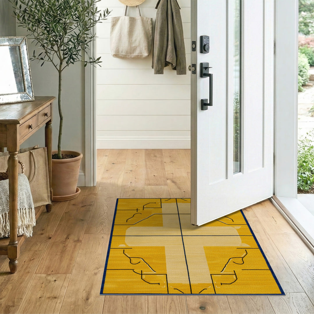Yellow Geometric Cross Area Rug