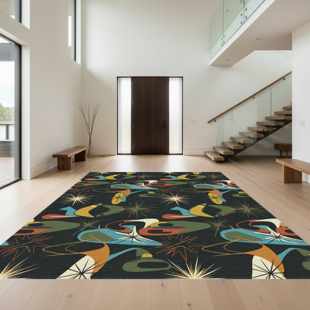 Mid Century Modern Starburst Boomerang Rug