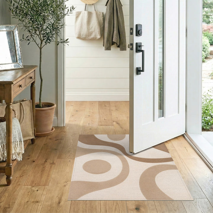 Beige Abstract Swirl Area Rug