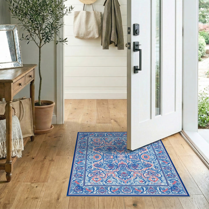 Blue Coral Traditional Persian Area Rug