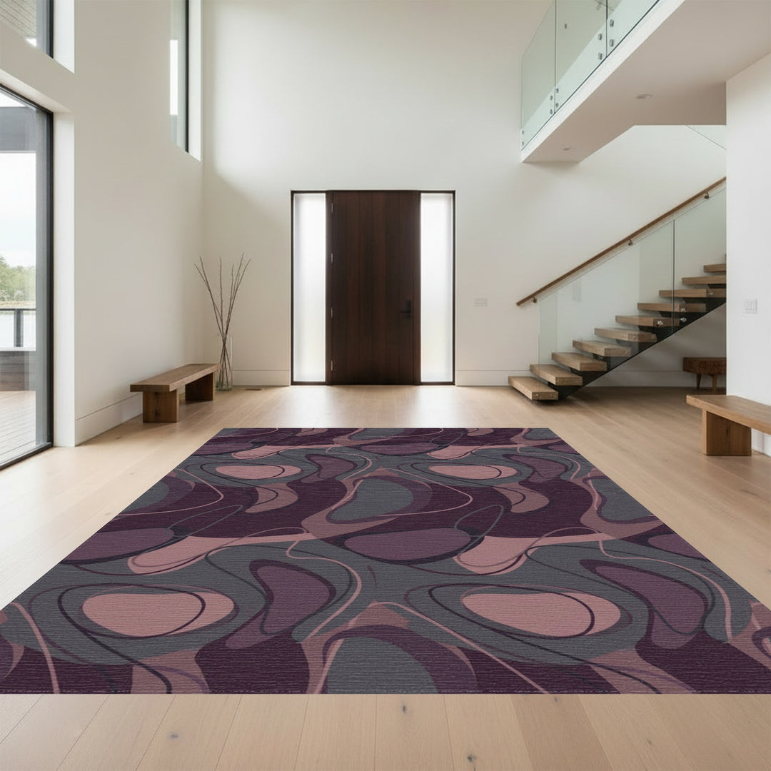Amethyst Gray Organic Fluid Shapes Rug