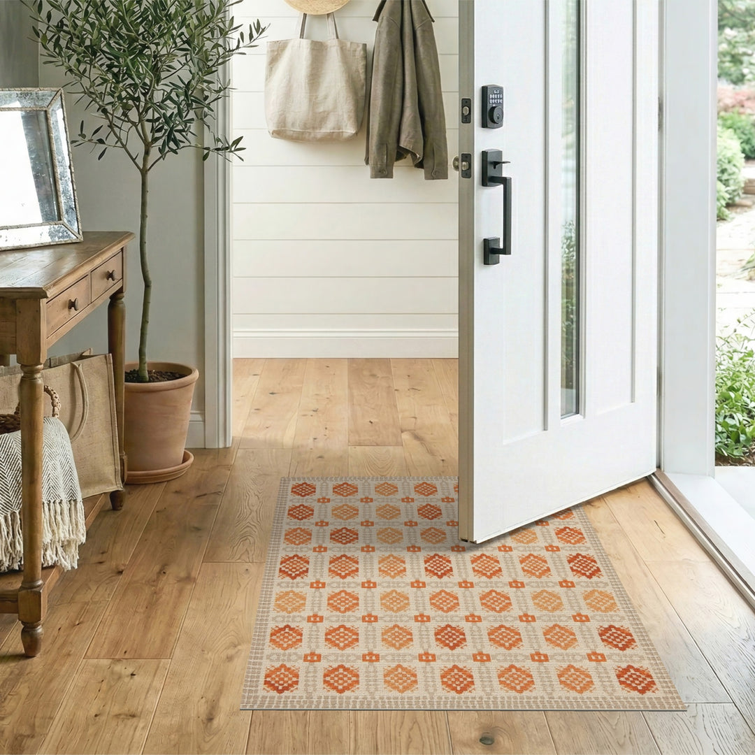 Orange Southwestern Geometric Area Rug
