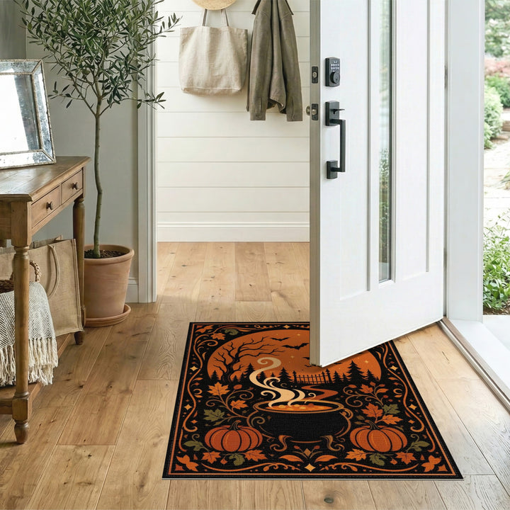 Halloween Cauldron Orange Area Rug