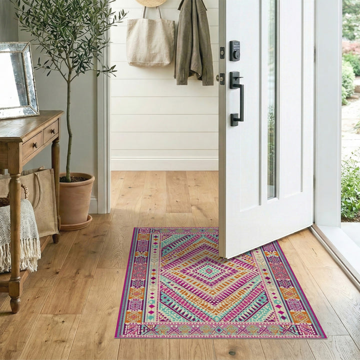 Geometric Modern Vibrant Multi-Color Geometric Diamond Area Rug