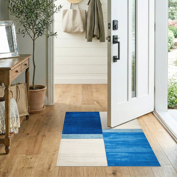 Geometric Modern Blue Geometric Block Area Rug