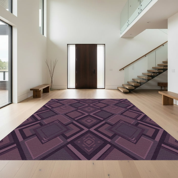 Deep Plum Diamond Geometric Rug