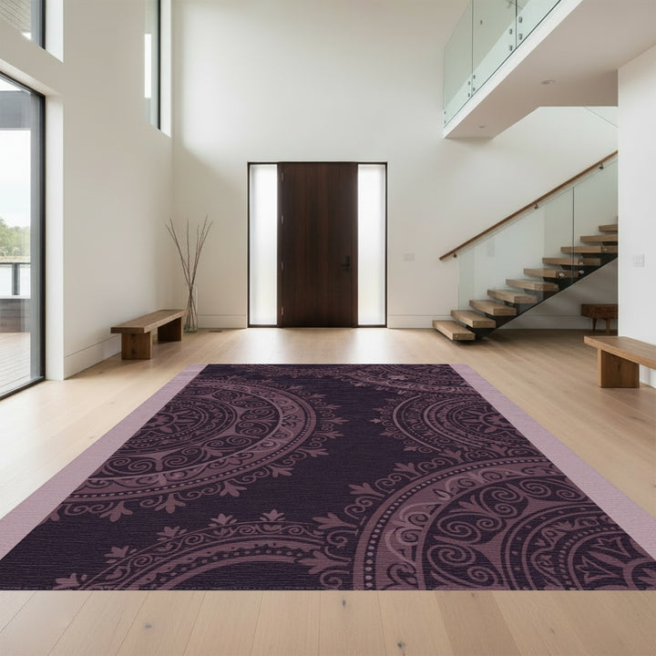 Dark Plum Mandala Medallion Rug