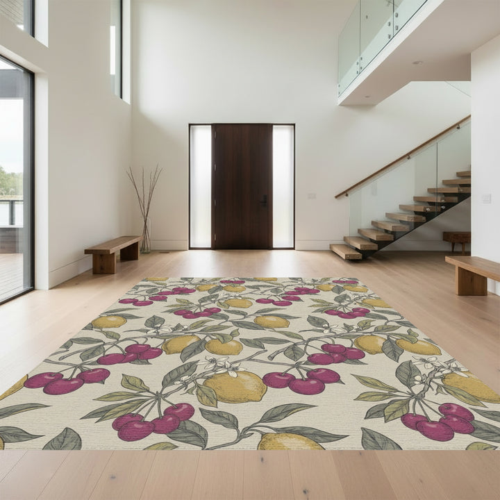 Vintage Cherry Lemon Branch Botanical Rug
