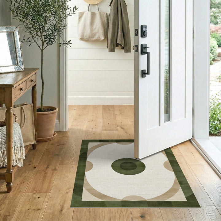 Geometric Modern Green Geometric Concentric Circle Area Rug