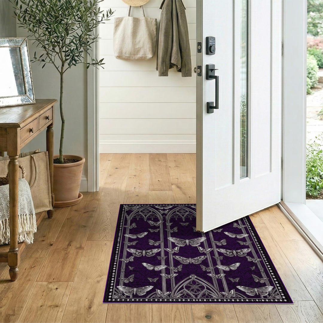 Purple Gothic Moth Area Rug