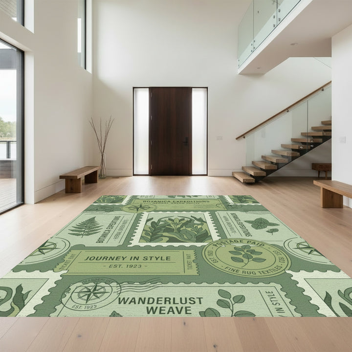 Botanica Expeditions Green Botanical Postage Rug