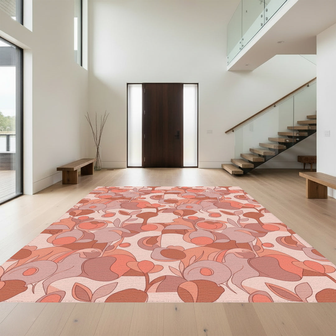 Retro Abstract Floral Garden Rug