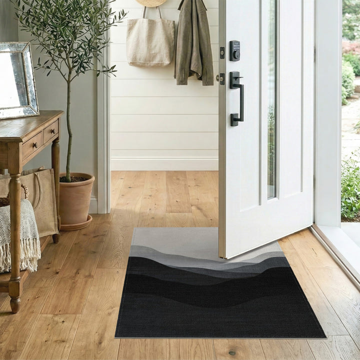 Grey Layered Hills Abstract Area Rug
