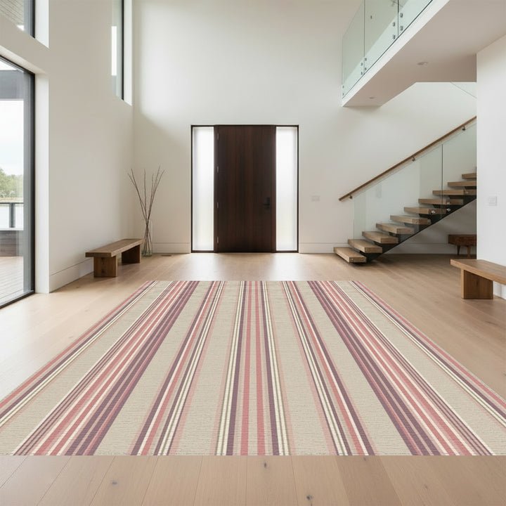 Vintage Muted Mauve Striped Rug