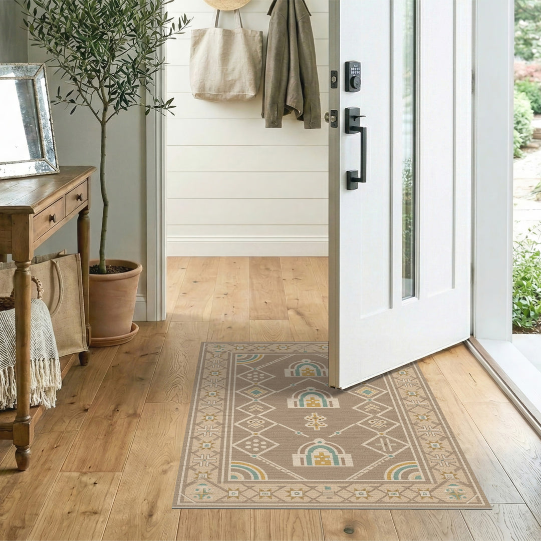 Beige Southwestern Geometric Area Rug