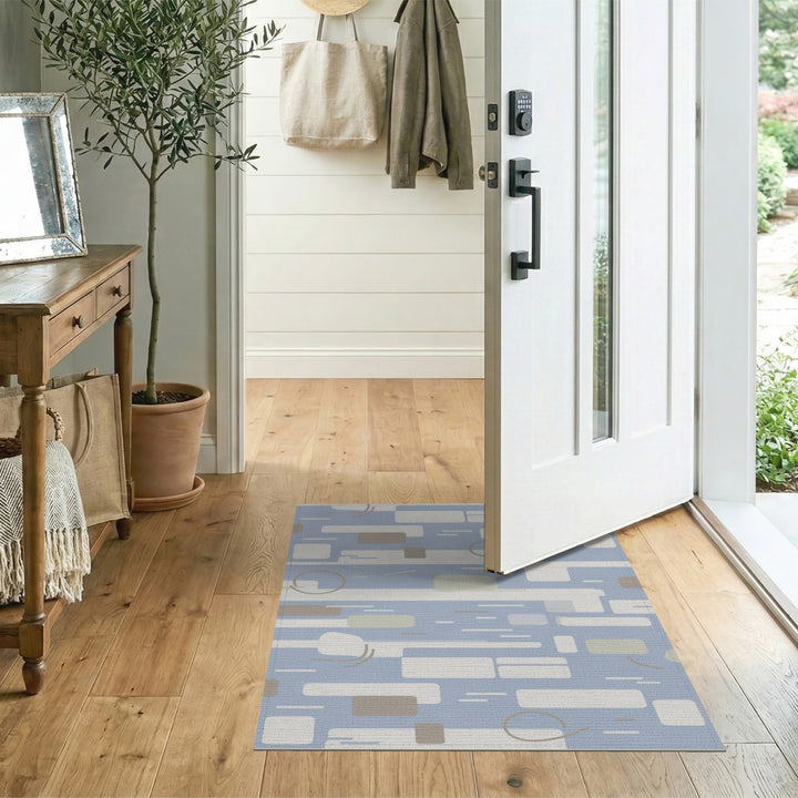 Abstract Area Blue Abstract Washable Area Rug