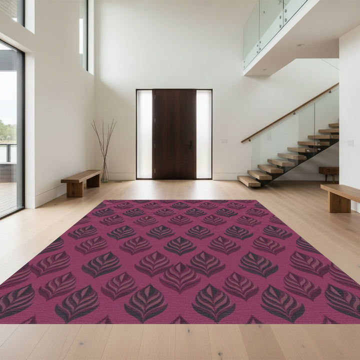 Deep Plum Leafy Vertical Repeat Rug
