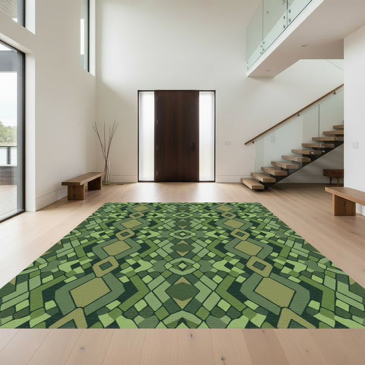 Emerald Green Diamond Geometric Rug