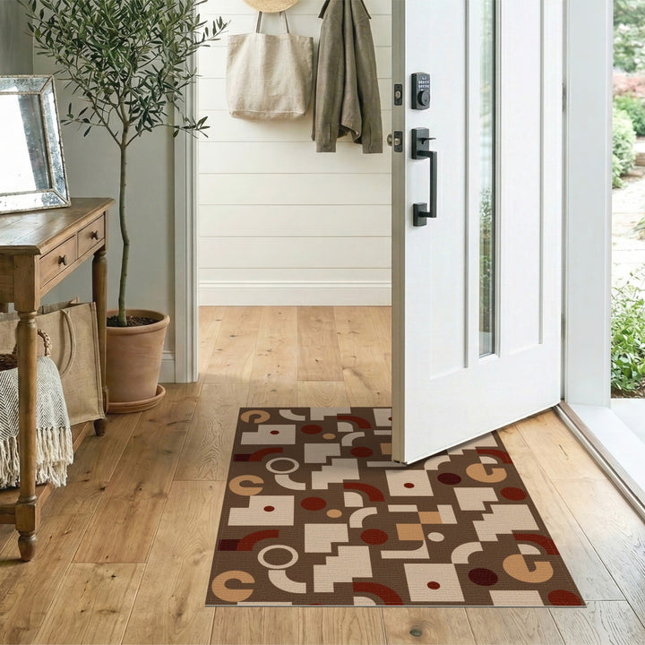 Modern Geometric Brown Tan Area Rug