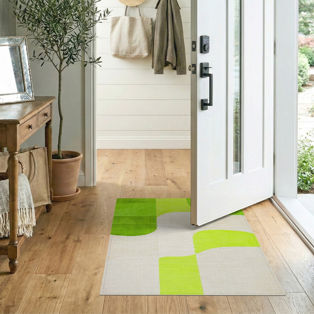 Lime Green Organic Abstract Area Rug