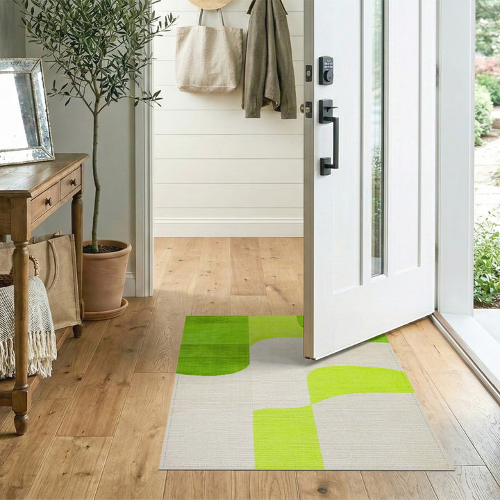 Lime Green Organic Abstract Area Rug