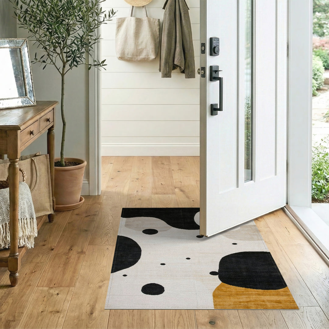 Black White Abstract Area Rug
