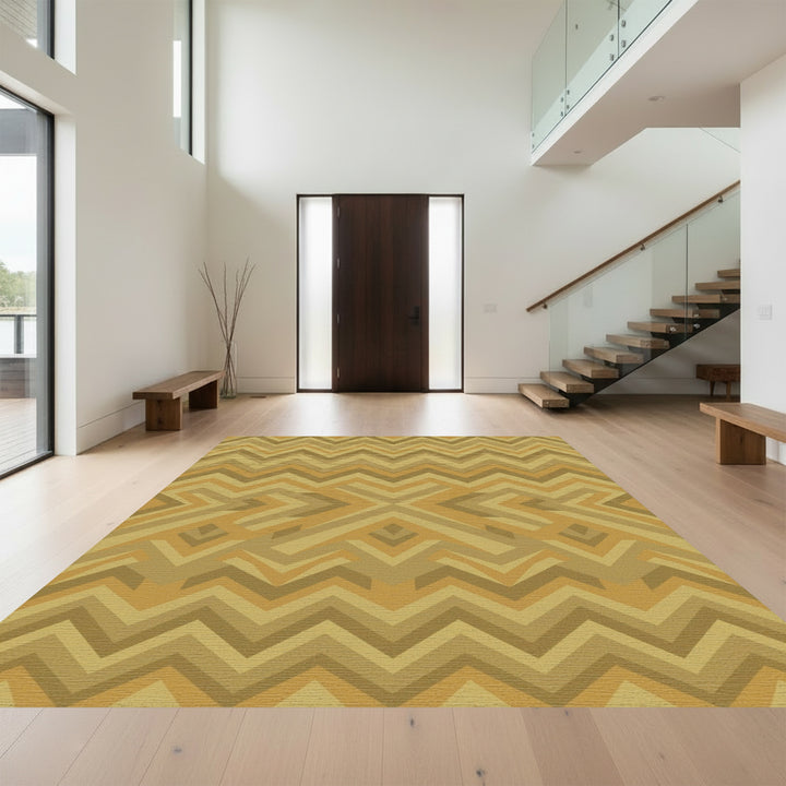 Earthy Tones Geometric Chevron Rug
