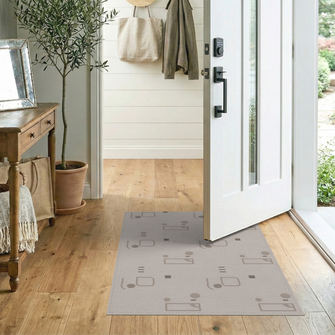 Beige Geometric Modern Area Rug
