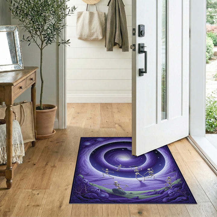 Purple Cosmic Skeleton Dance Area Rug