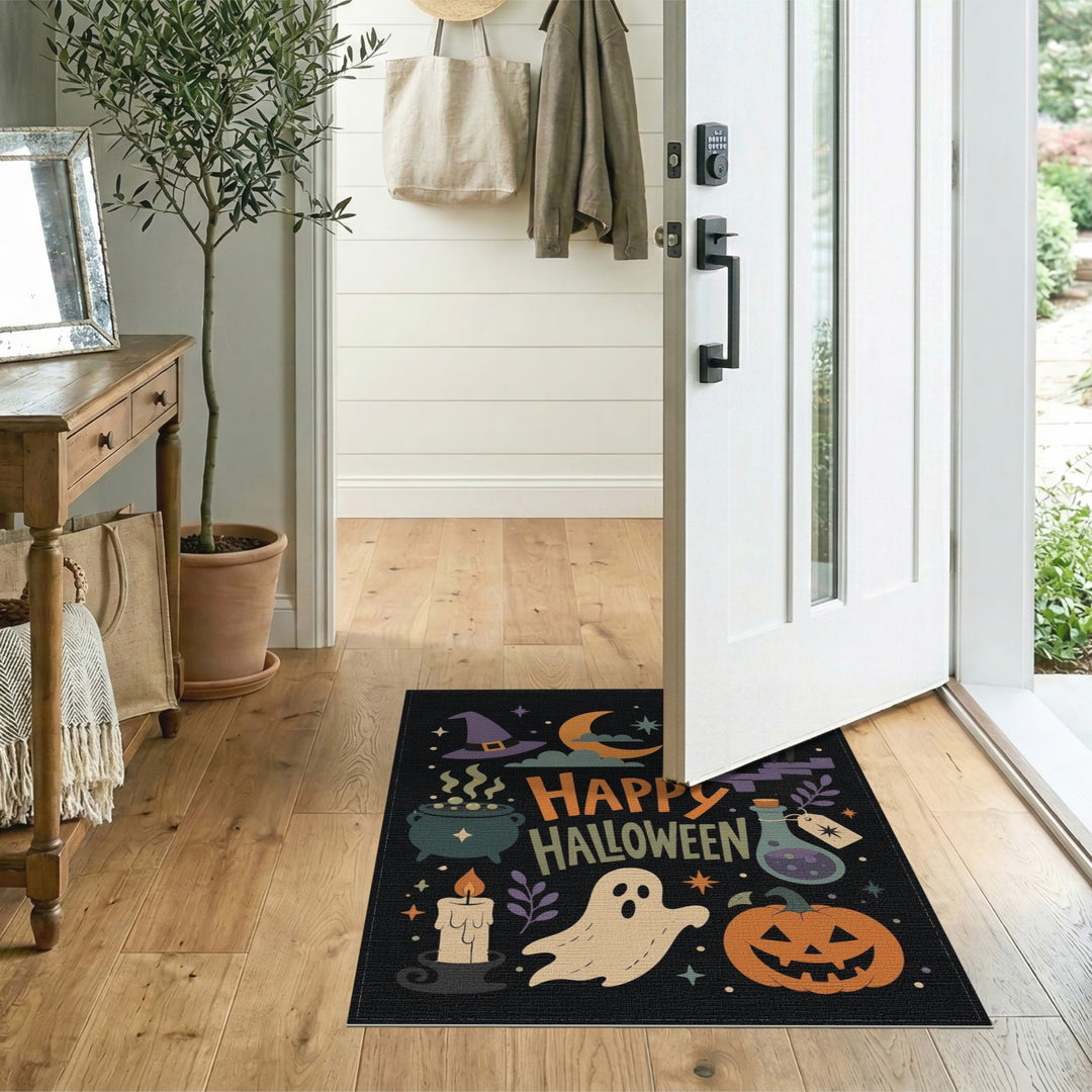 Happy Halloween Cartoon Ghost Pumpkin Area Rug
