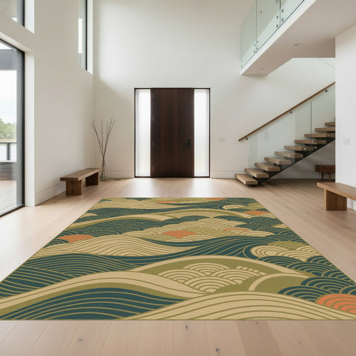 Seascape Sunset Arc Coastal Waves Rug