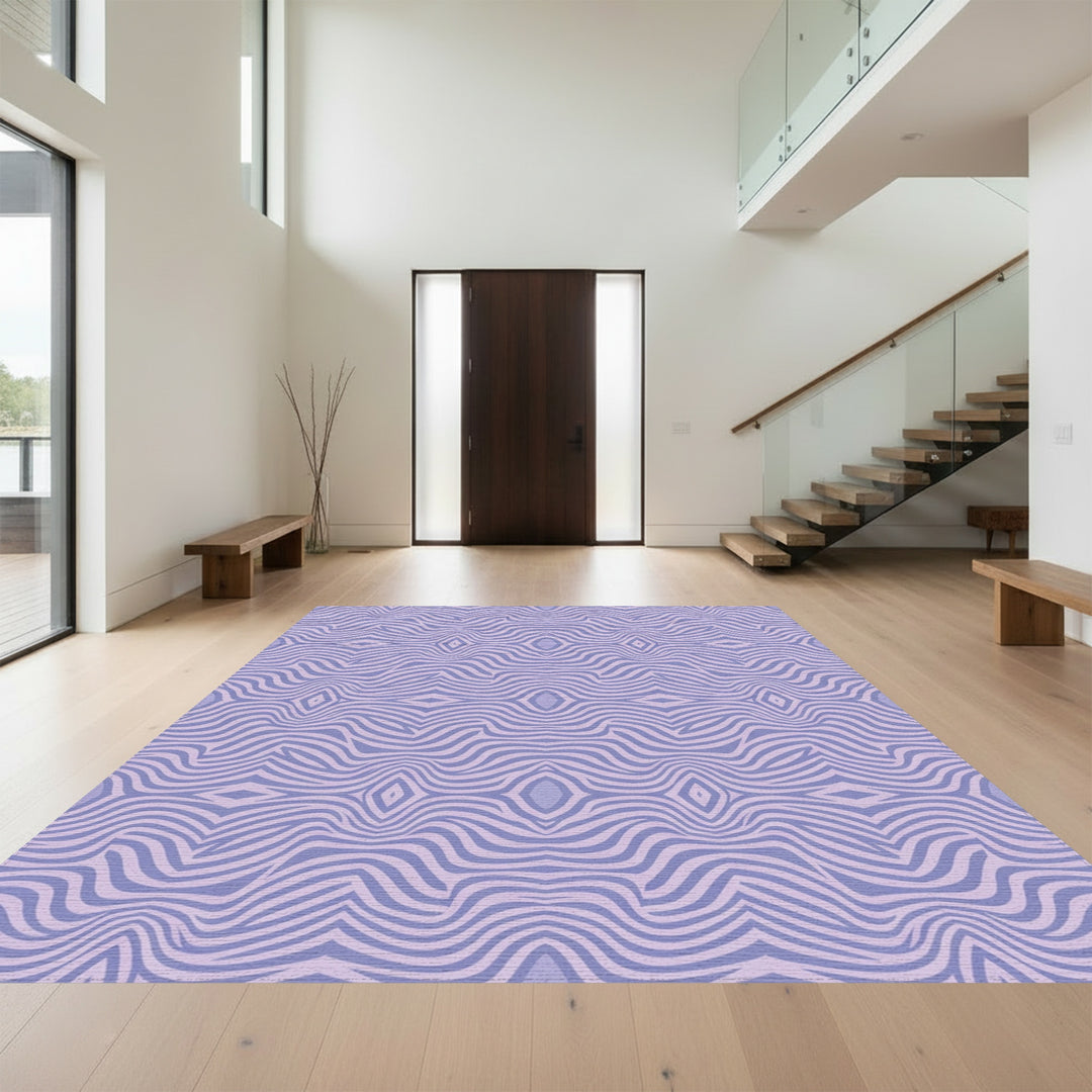 Lilac Wavy Organic Symmetrical Flow Rug