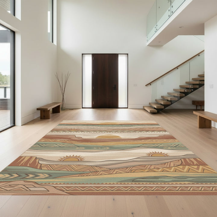 Desert Sunrise Tribal Landscape Rug