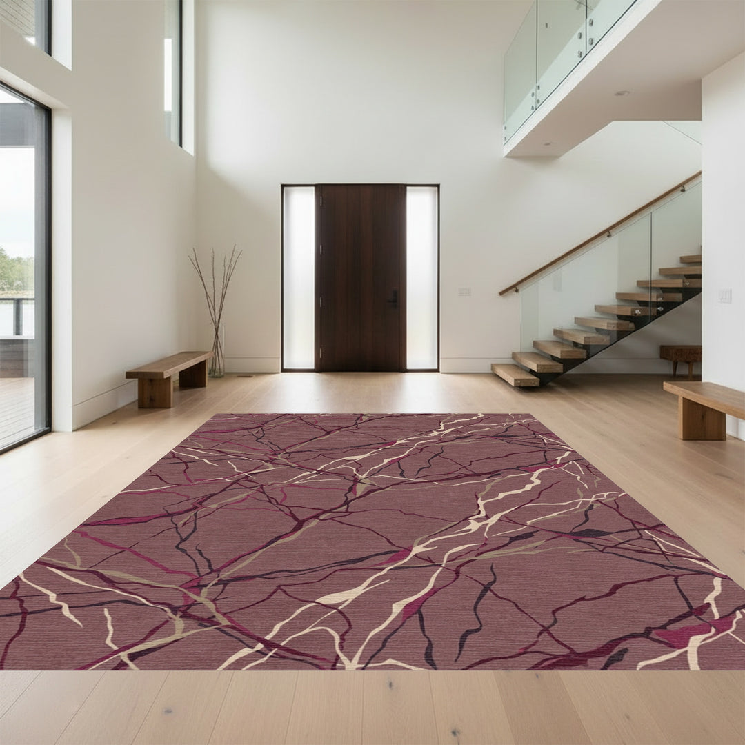 Plum Marble Veins Abstract Rug