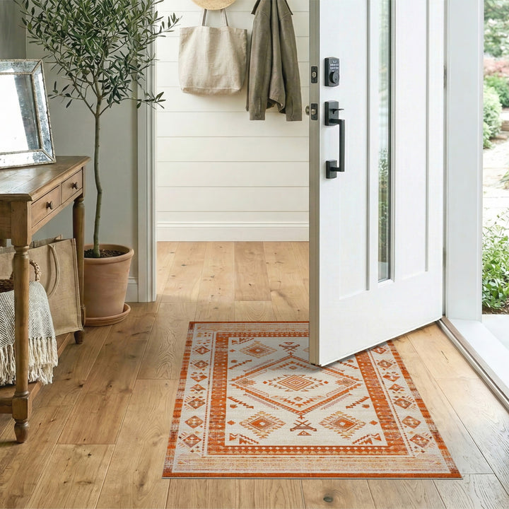 Orange Southwestern Geometric Area Rug