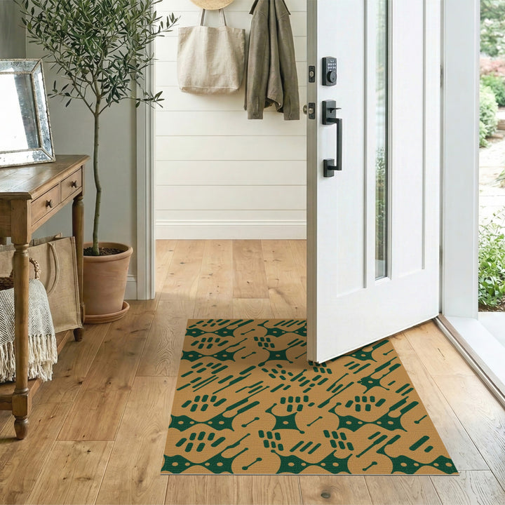 Abstract Green and Tan Area Rug