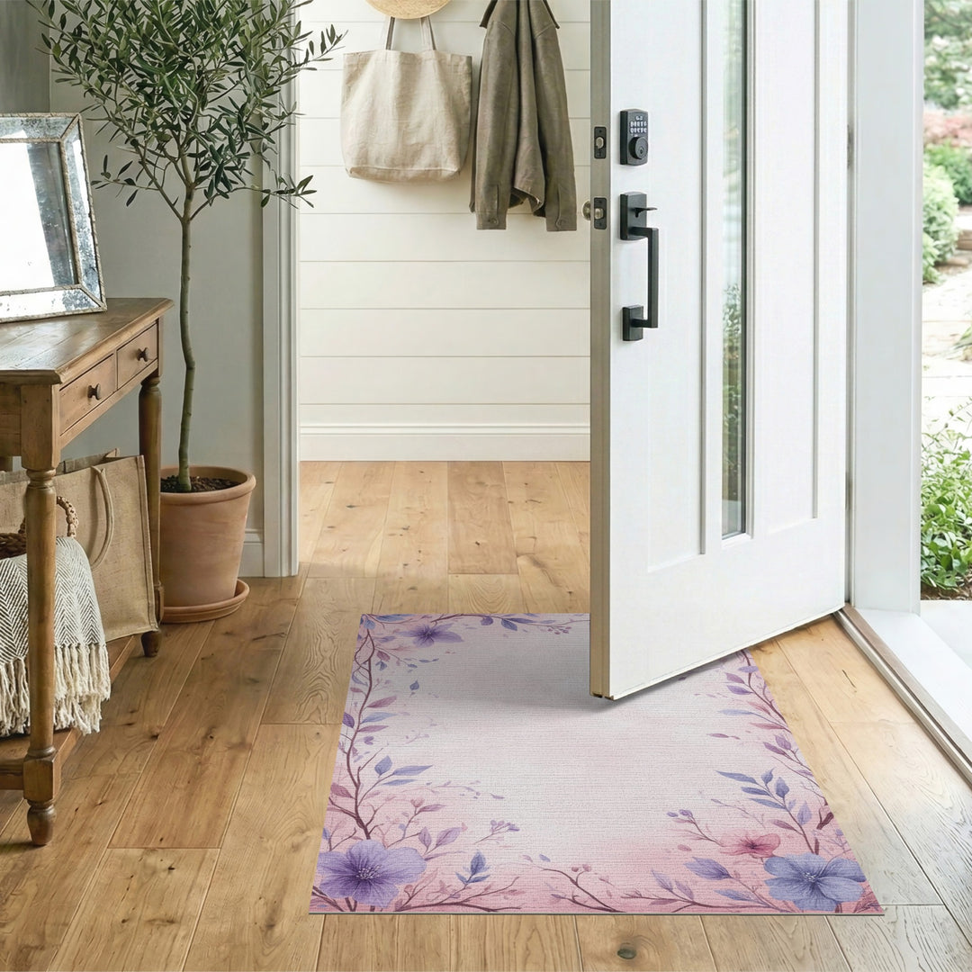 Pink Floral Vintage Washable Area Rug