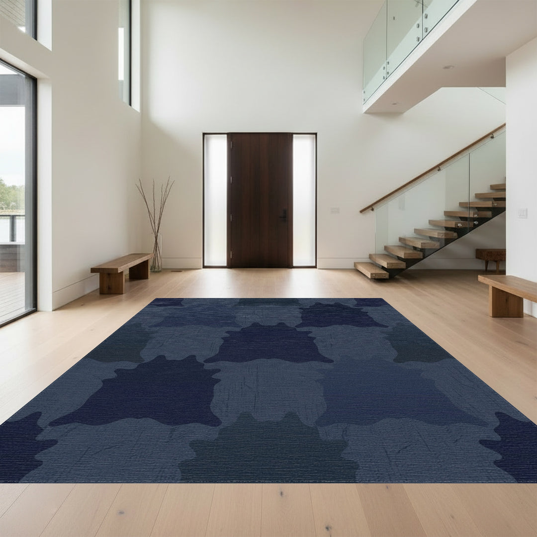 Deep Indigo Shaggy Hide Inlay Rug