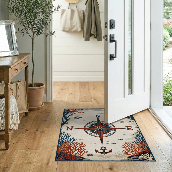 Coastal Compass Anchor Area Rug